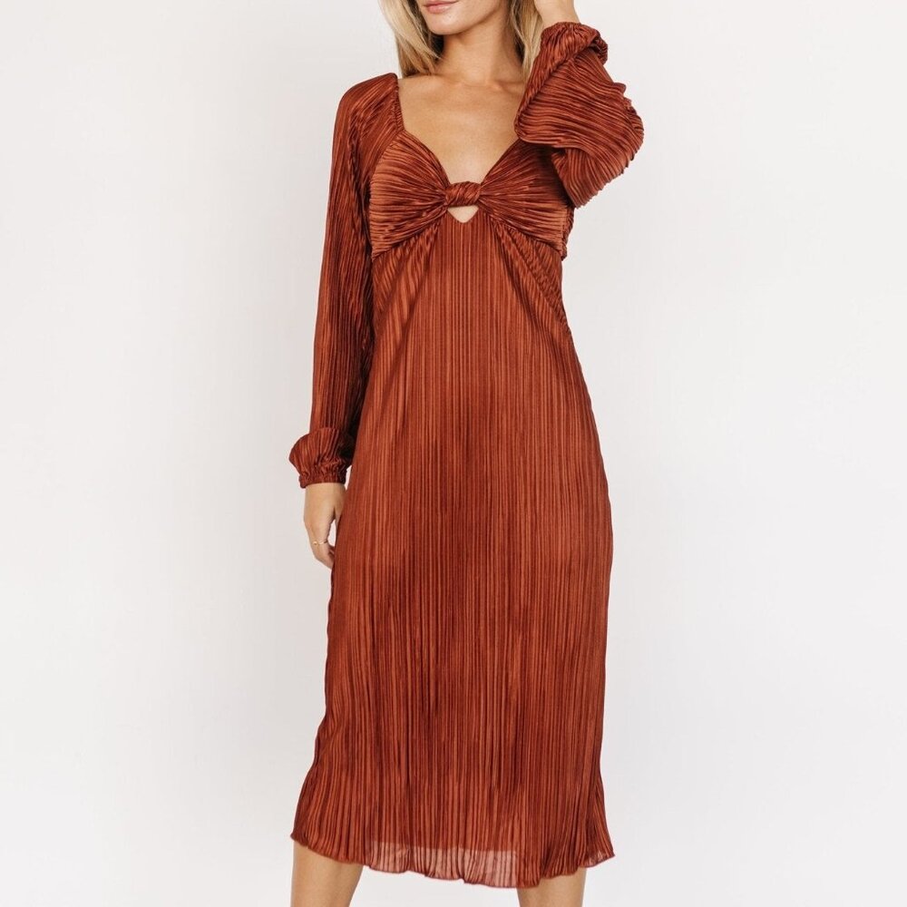 Baltic Born Amani Pleated Midi Dress | Cinnamon - L
